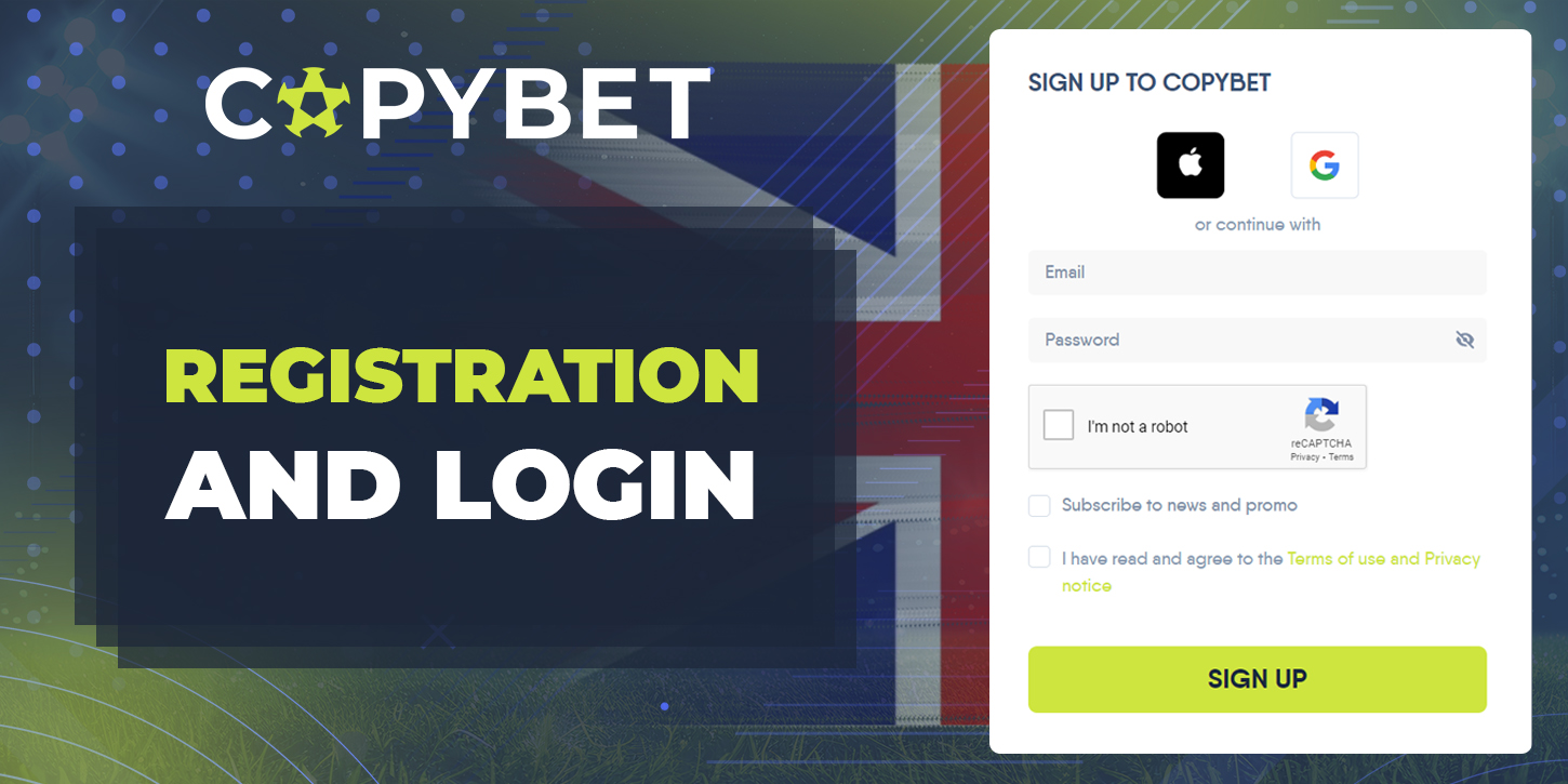 Creating a new account on CopyBet and login process