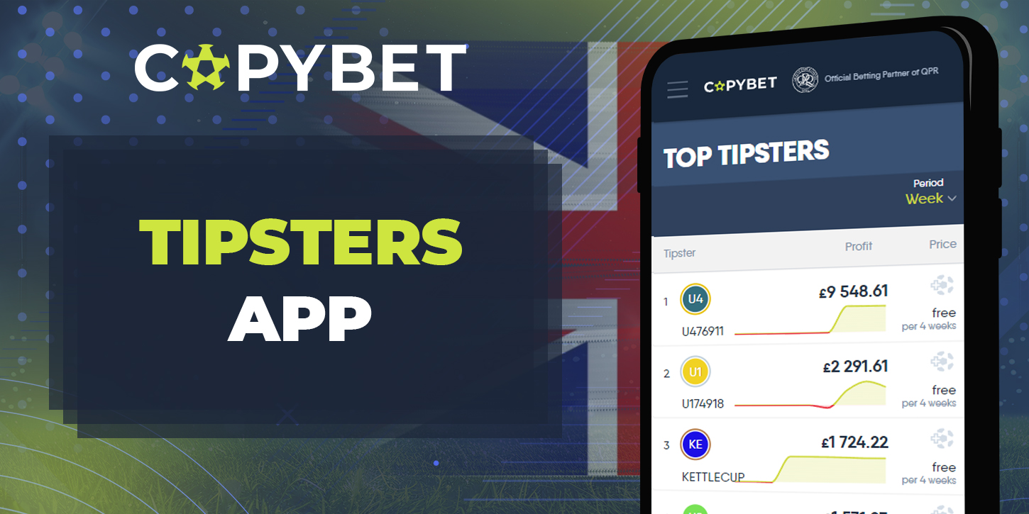 Tipsters section in CopyBet 2024 mobile application