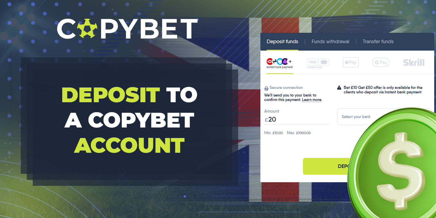 Methods for making a deposit to CopyBet account