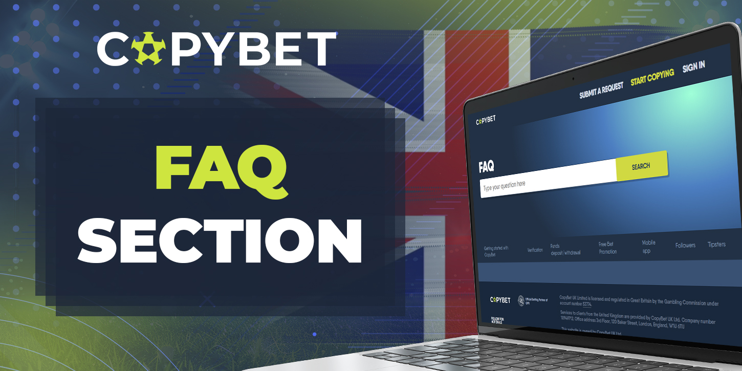 FAQ section on CopyBet website for UK users