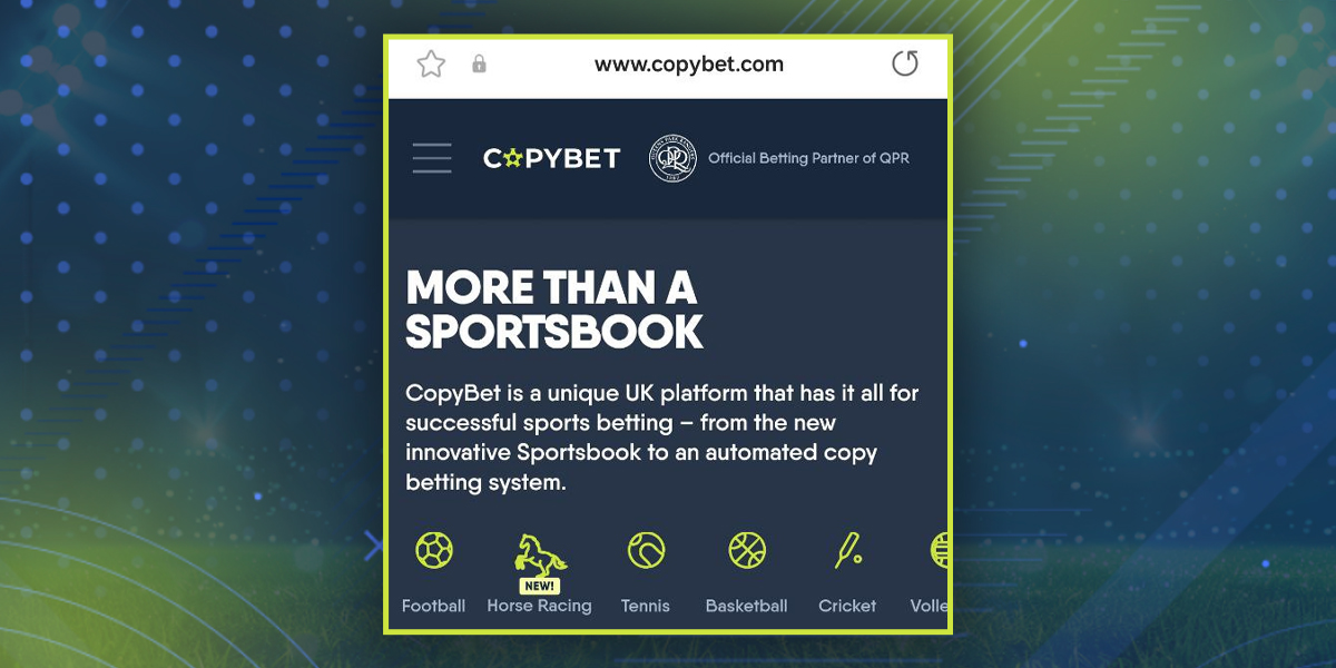 Home page of online bookmaker CopyBet